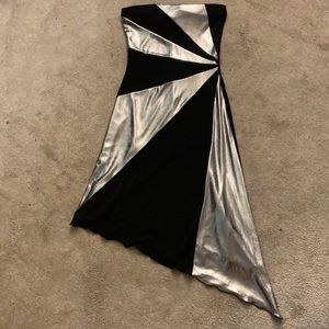 Strapless disco style evening gown